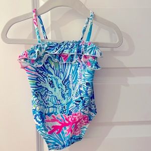 Lilly Pulitzer infant/baby bathing suit; Fished my Wish print; Size 3-6M; NWOT